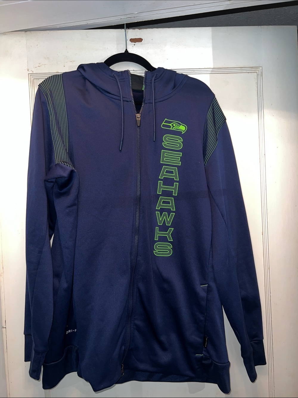 Men's Nike College Navy Seattle Seahawks Sideline Team Performance Full-Zip Hood